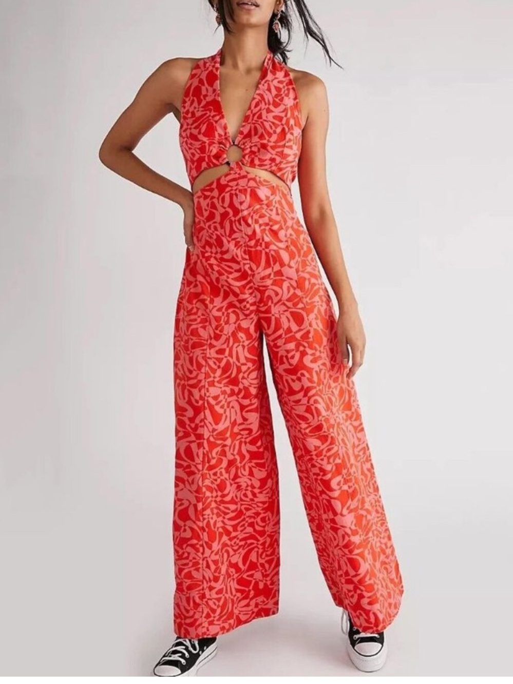 Free People Kira wide leg halter jumpsuit